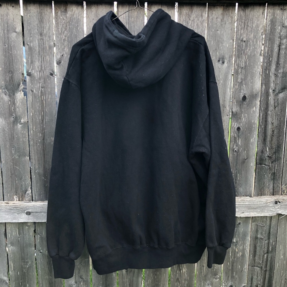 Embroidered Harley-Davidson Black Pullover Hoodie with Orange & White Logo - Picture 3 of 4